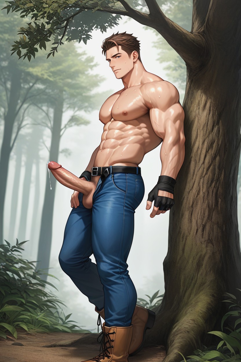 Sexy Seductive Pose, Hard Penis, Sweating ゲイAIポルノ