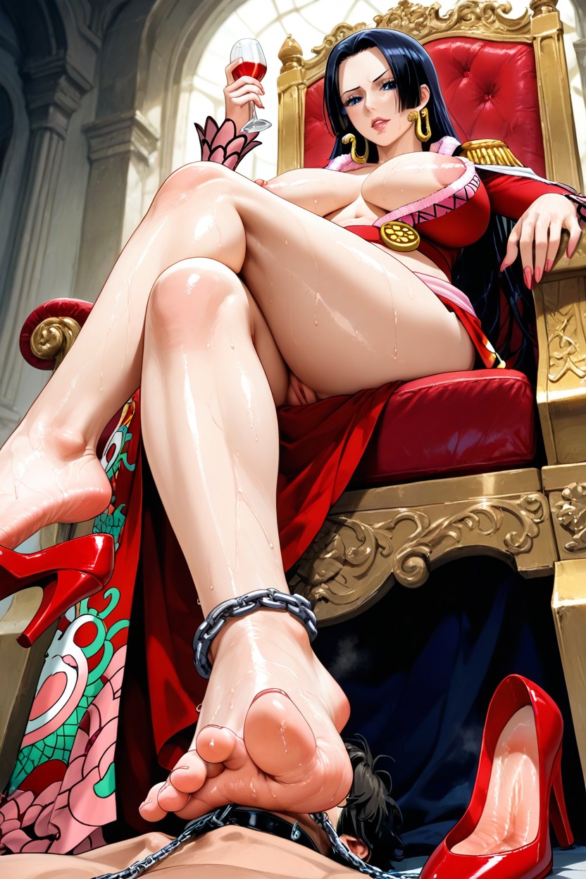Giant Feet, Chain Leash In Female's Ankle, Ultra Detailed Soles Hentai AI Porn