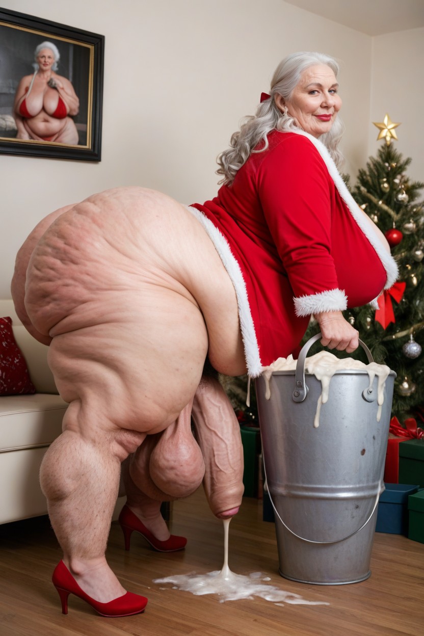 Indoors, Obese Flabby Fat, Bending Over AI Porn