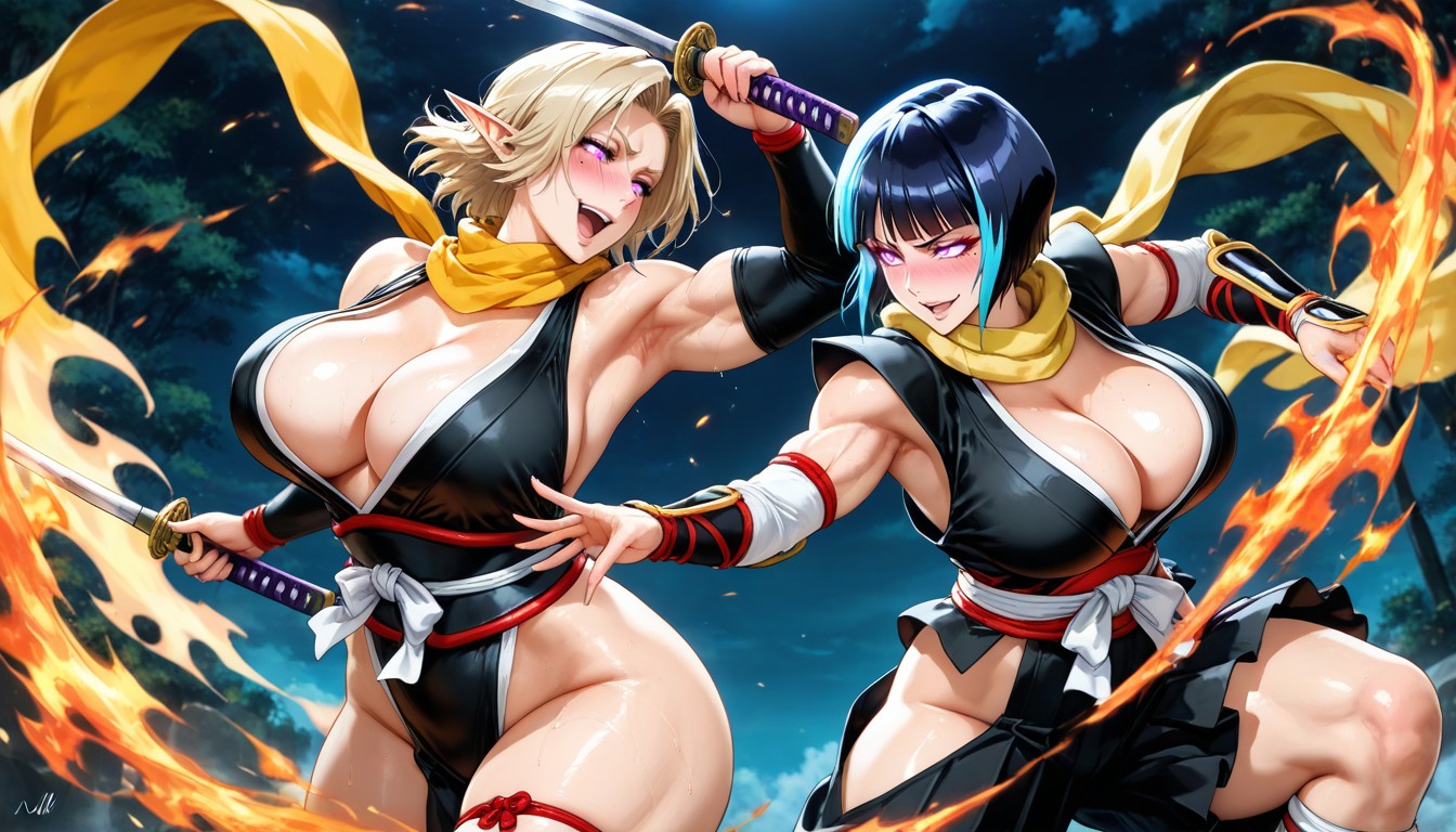 Musculosa, Culo Grande, Samurai Woman Hentai IA