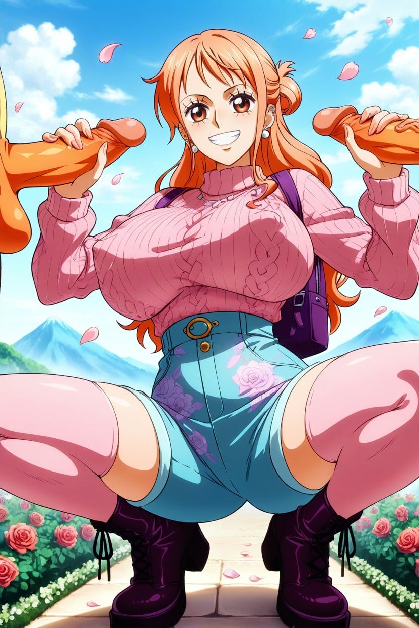 Light Fog, +, Pink Thigh High Socks Hentai IA
