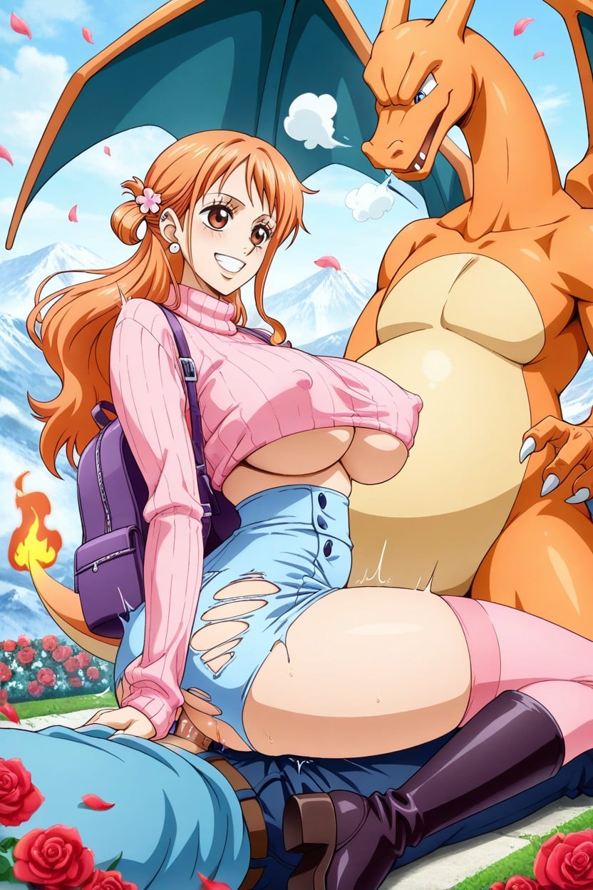 On Mountain Trail, Pink Thigh High Socks, Charizard Hentai IA
