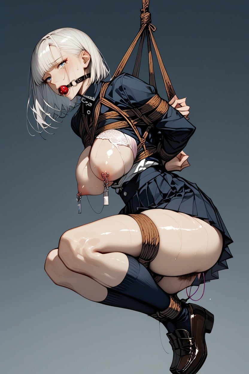 Shiny Skin, Nipple Clamps, Puffy Nipples Hentai AI Porn