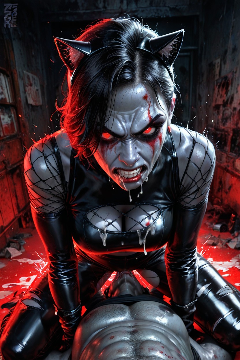 Angry, Catwoman Turned Into A Zombie, Torn Clothes AI Porn