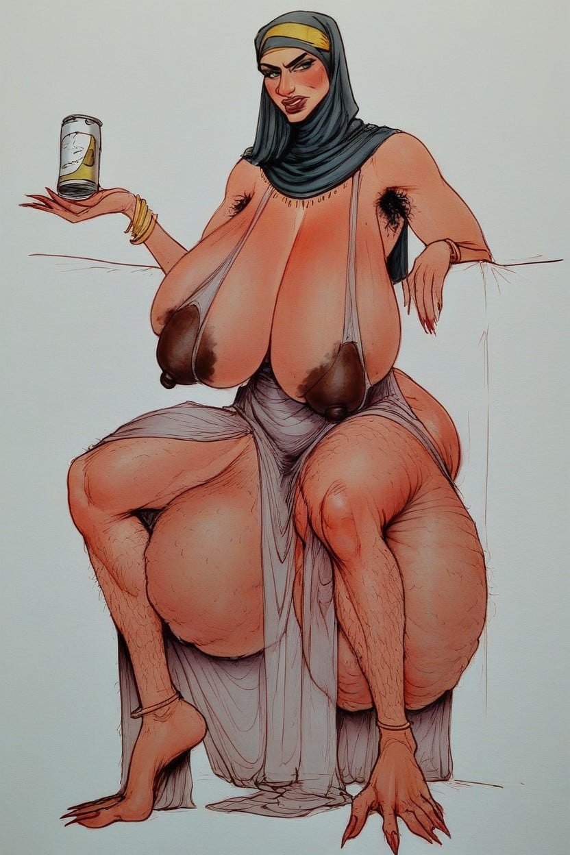 Brown Skin, Huge Natural Breasts Bigger Than Her Head, Dessert AI Porn