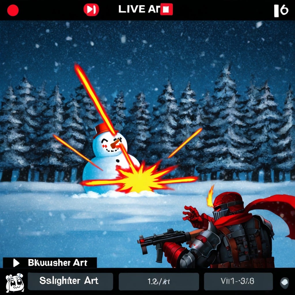 Sharp Focus, Snowmen Fighting Each Other With Bazookas, 18+ AI Porn