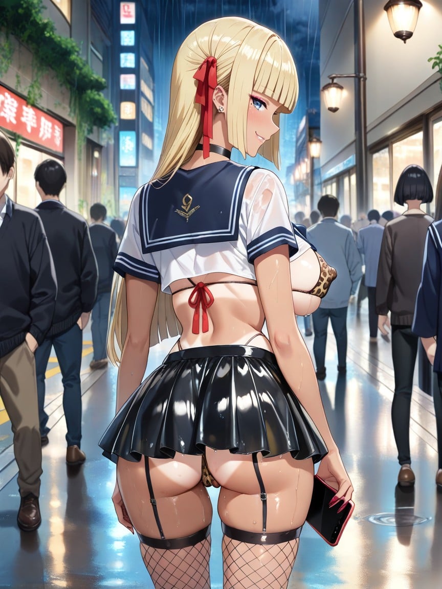 Extremely Skimpy Sheer Miniskirt, Painted Long Nail, Overgrown Pubic Hair Hentai AI Porn