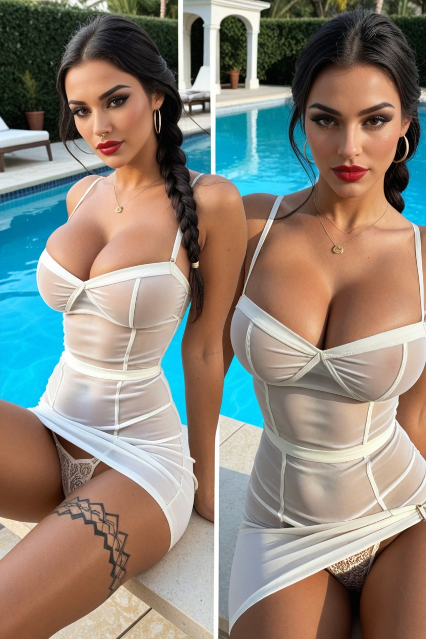 Gros Seins, Red Lips, Cinématique Porno IA transsexuelle
