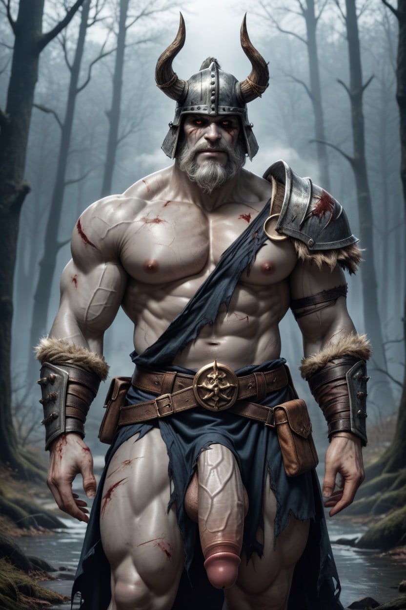 Extremely Large Beard, Gigantic Penis Exposed, Zombie Skin ゲイAIポルノ