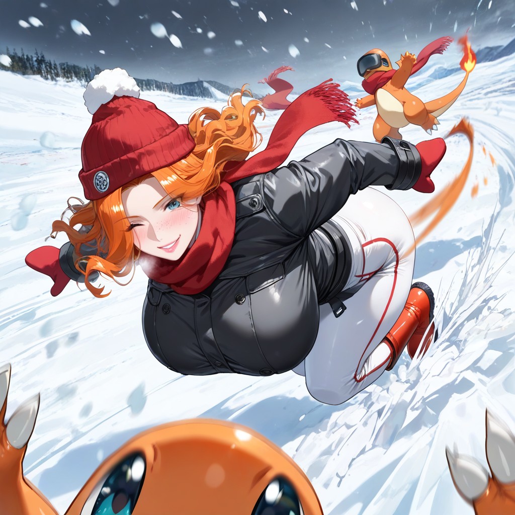 Low Visibility, Top Down, Motion Blur On Falling Snow Hentai AI Porn