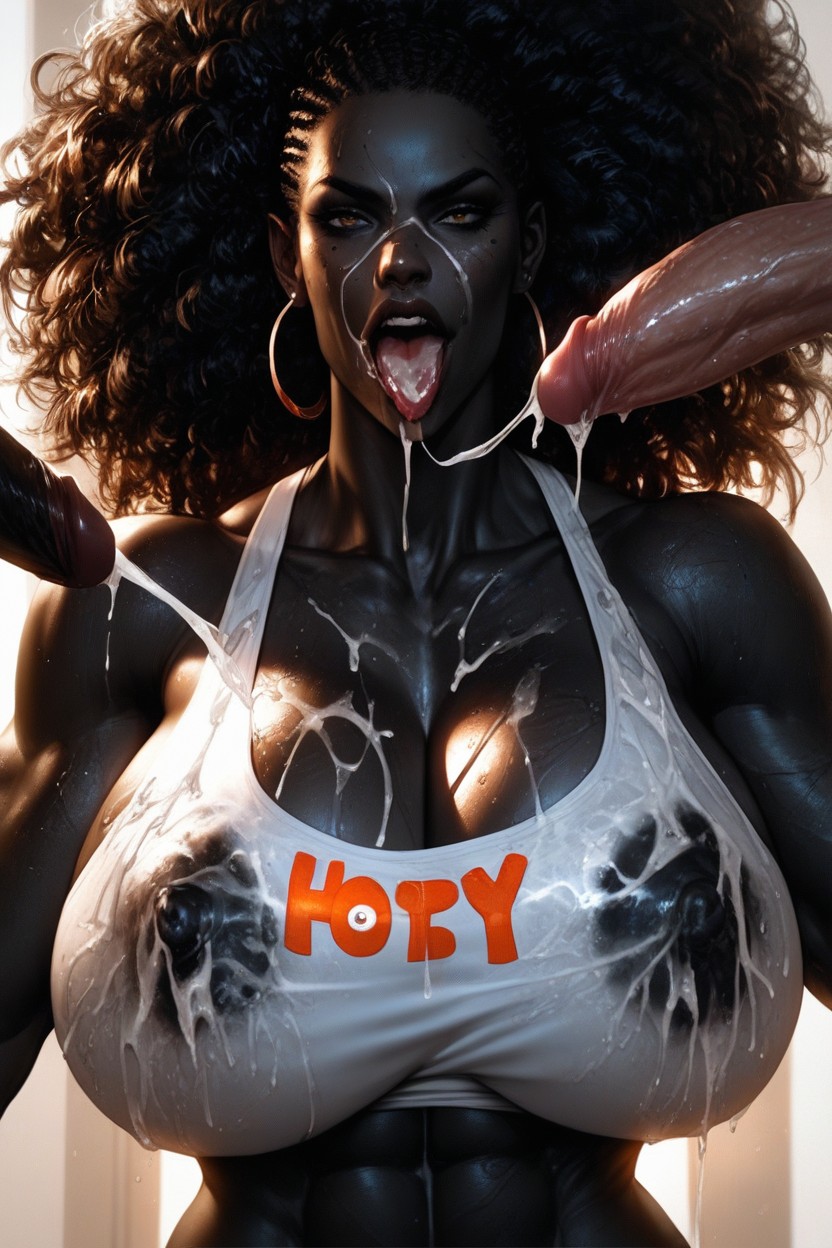 Sperm Pouring Of Her Face, Breast Expansion, Torn Clothes Ebony AI Porn
