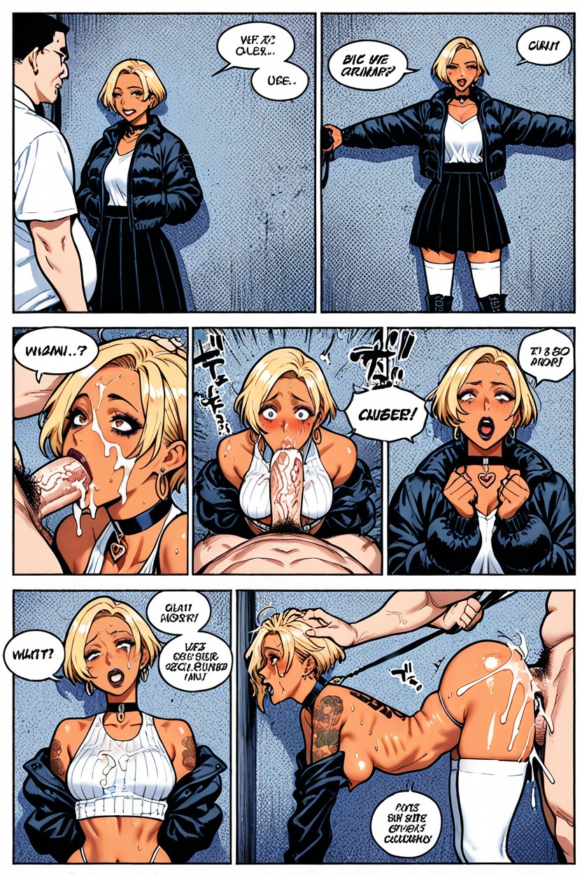 Woman On Leash, White Thigh High Socks, Black And White Manga AI Porn