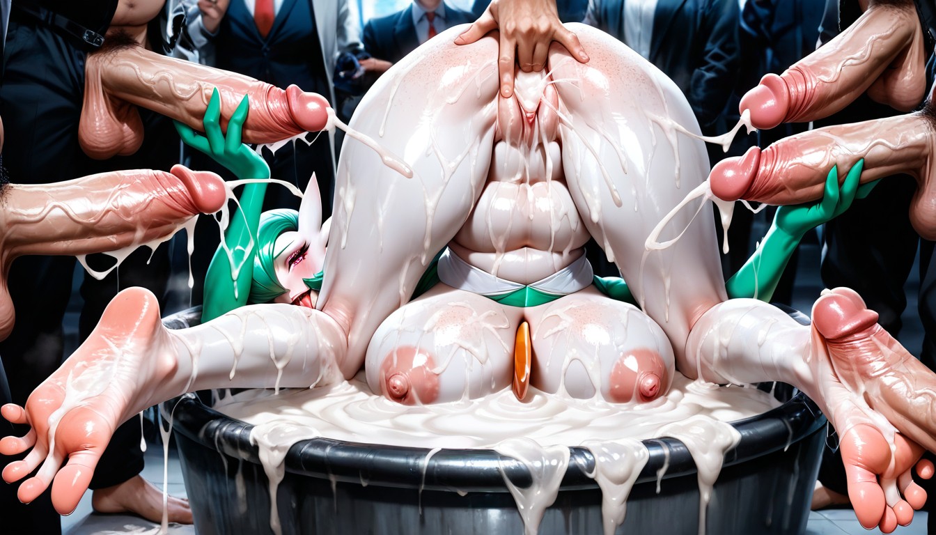 Extreme Bukkake, Double Handjobs, Shiny Oiled Skin Hentai AI Porn