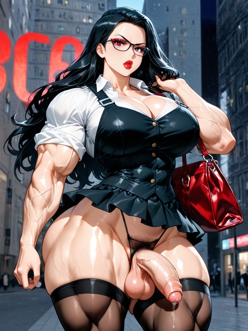 Extremely Large Ass, Wide Hips, Glasses Hentai AI Porn