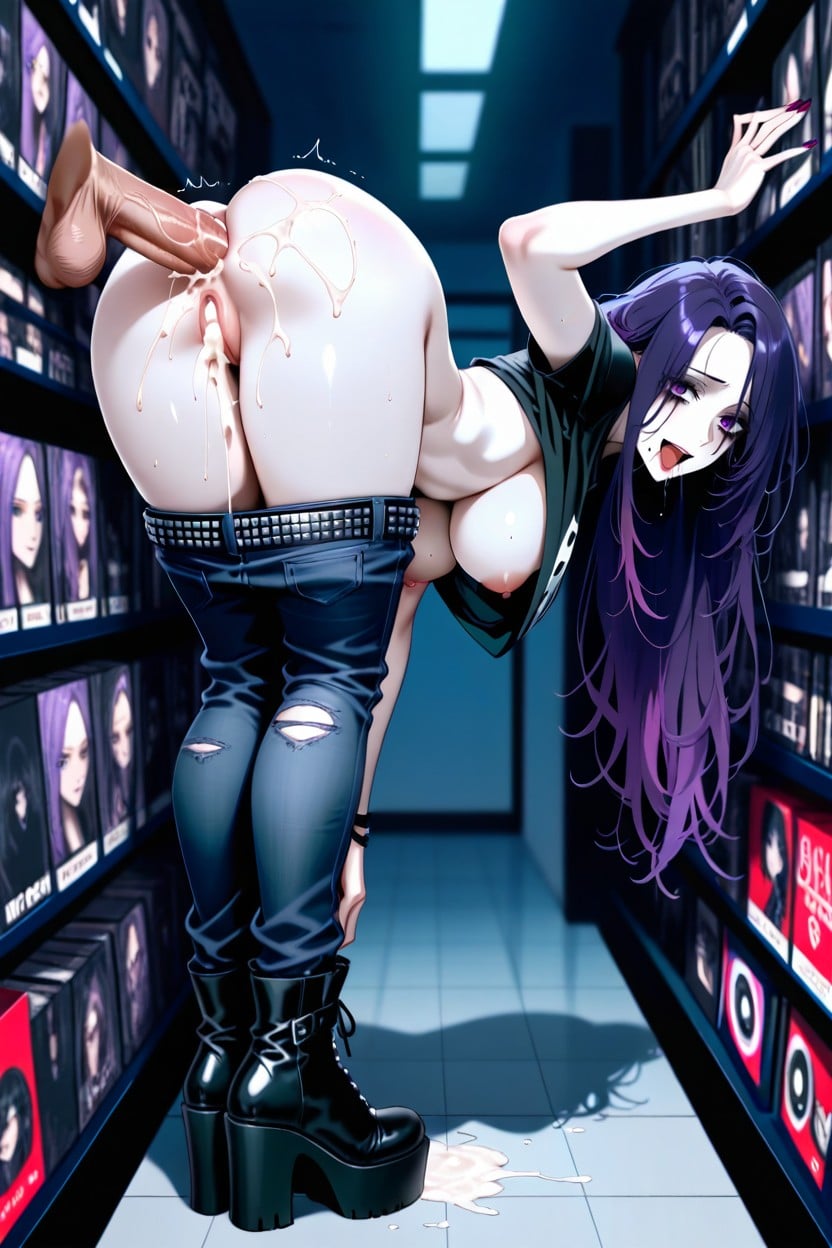 25+, Degree Side View, Male Black Long Hair Hentai AI Porn