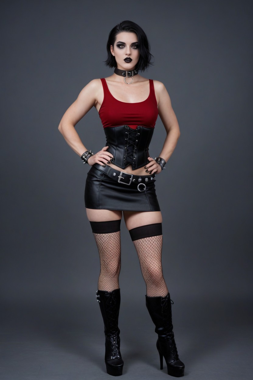 Man, Black High Heels Boots, Hands On Hips AI Porn