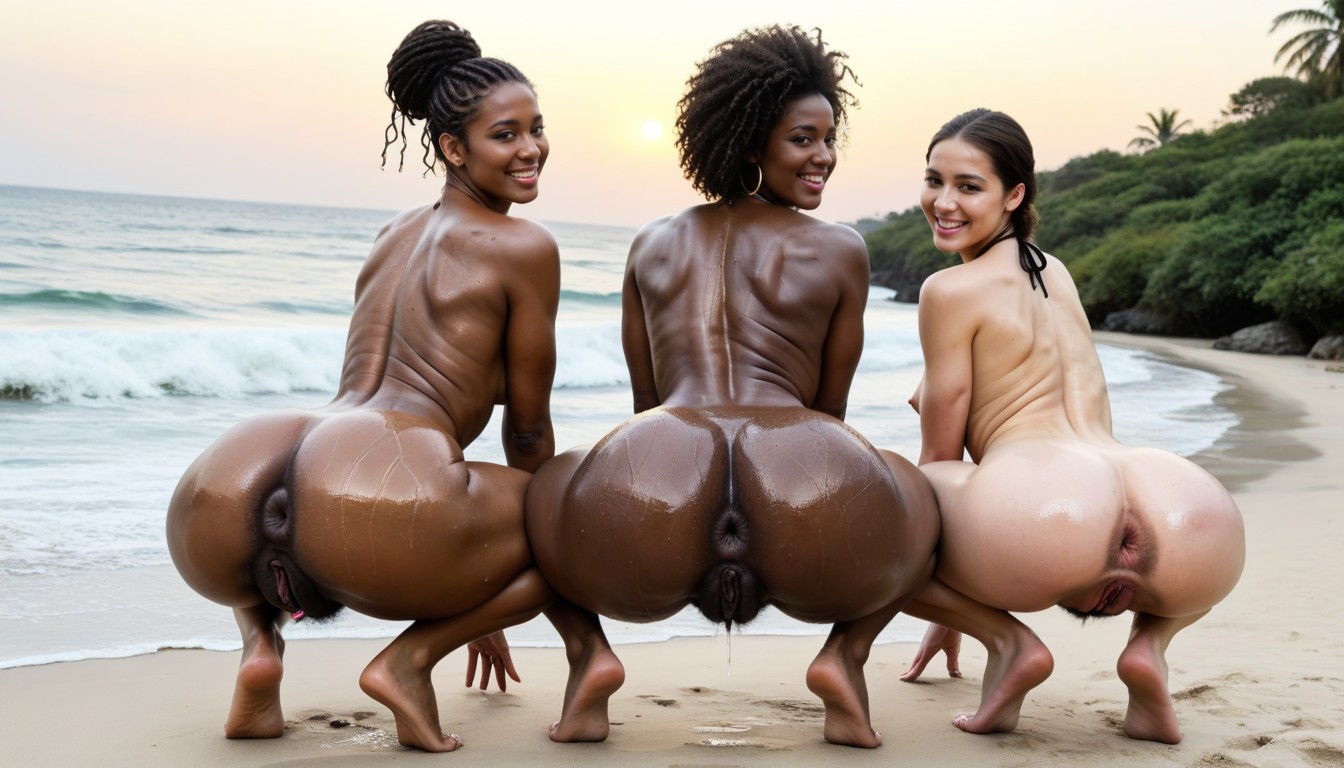 Hairy Anus, African, Sitting Squatting AI Porn