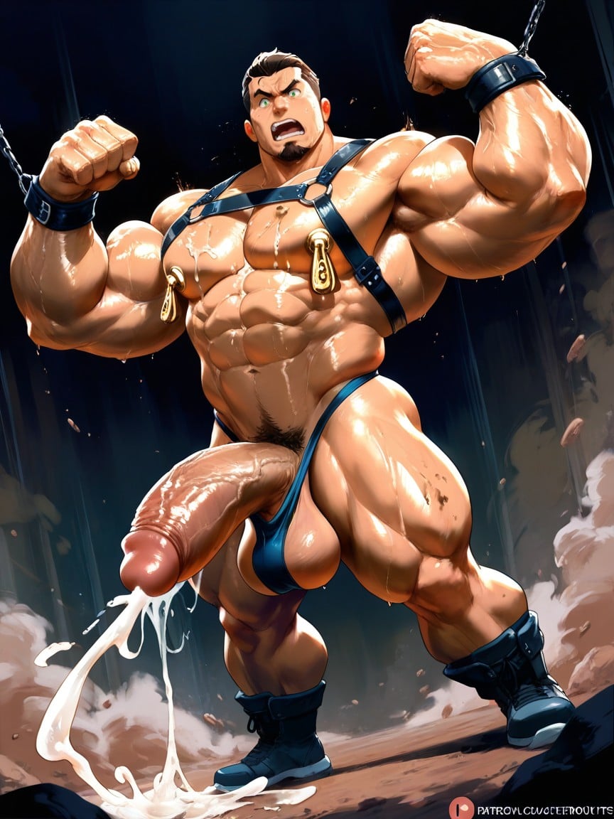 Dirt On Body, Exaggerated Heavy Ornate Golden Cock Ring, 25+ AI Gay Porn