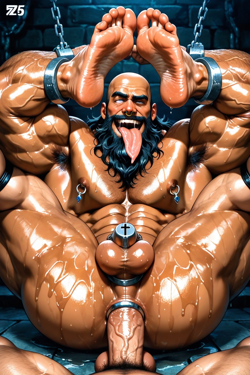 地牢, Masculine Naked Male Bodybuilder, Hands Behind His Head AI同性戀黃片