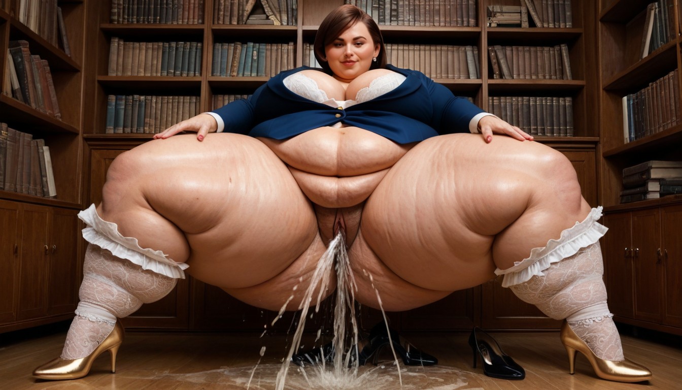 Morbidly Obese, Spreading Legs Left And Right, Wrinkled Body AI Porn