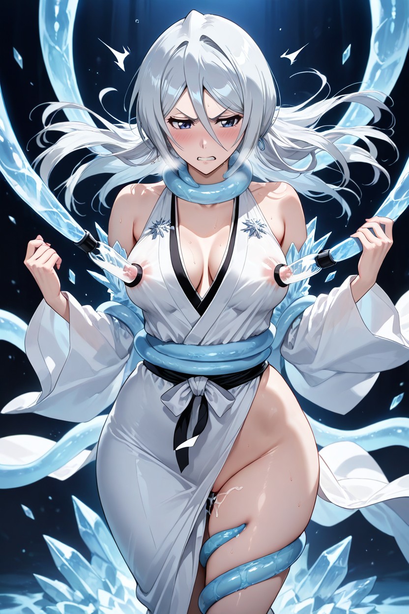 Tentacles Grabbing Breast, Translucent Pale Skin, Woman Hentai AI Porn