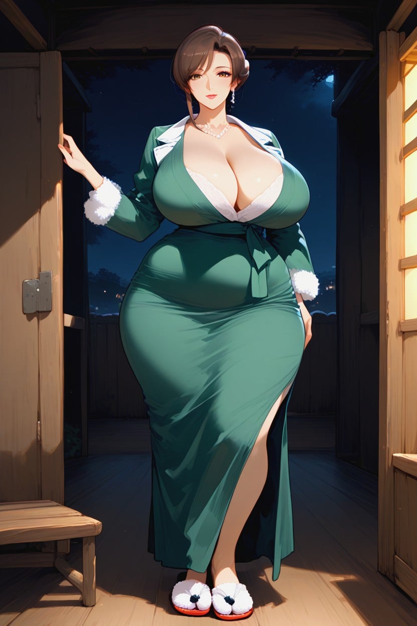 Night, Massive Breasts, Spread Legs MILF AI Porn