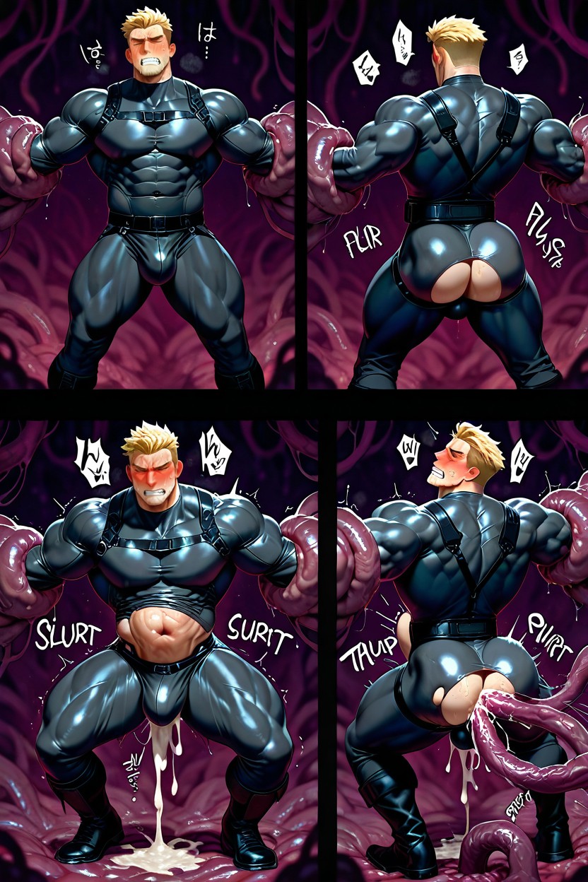 Blonde Faux Hawk Hair, Grey Jockstrap, Stomach Bulge AI Gay Porn