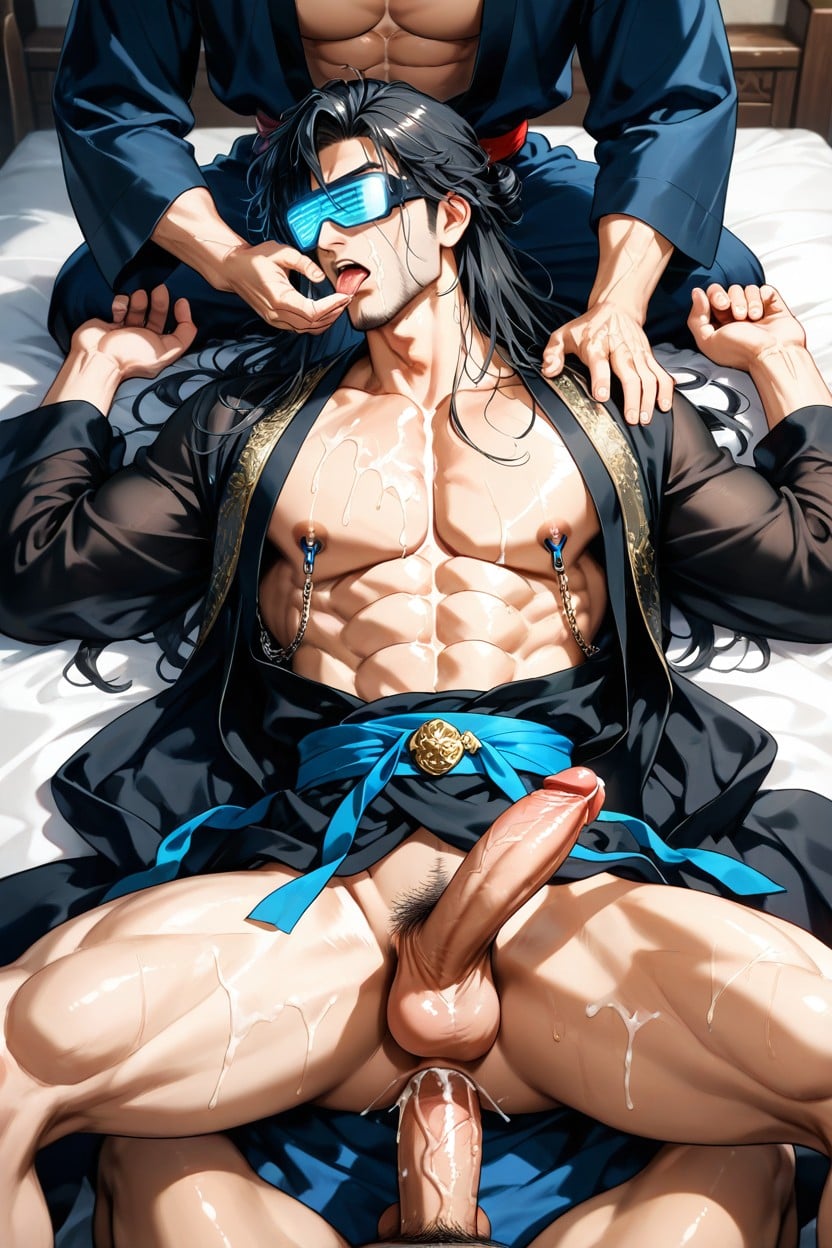 Slightly Puffy Top Of Head, Handsome, Hypnotic Virtual Reality Glasses On His Face AI Gay Porn