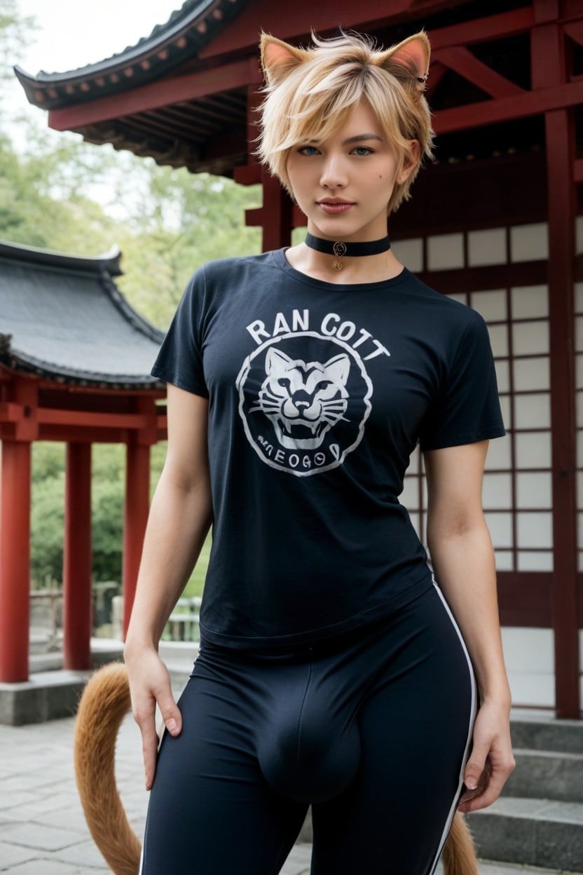 Blonde Hair, Pecs, Graphic Tee AI Porn