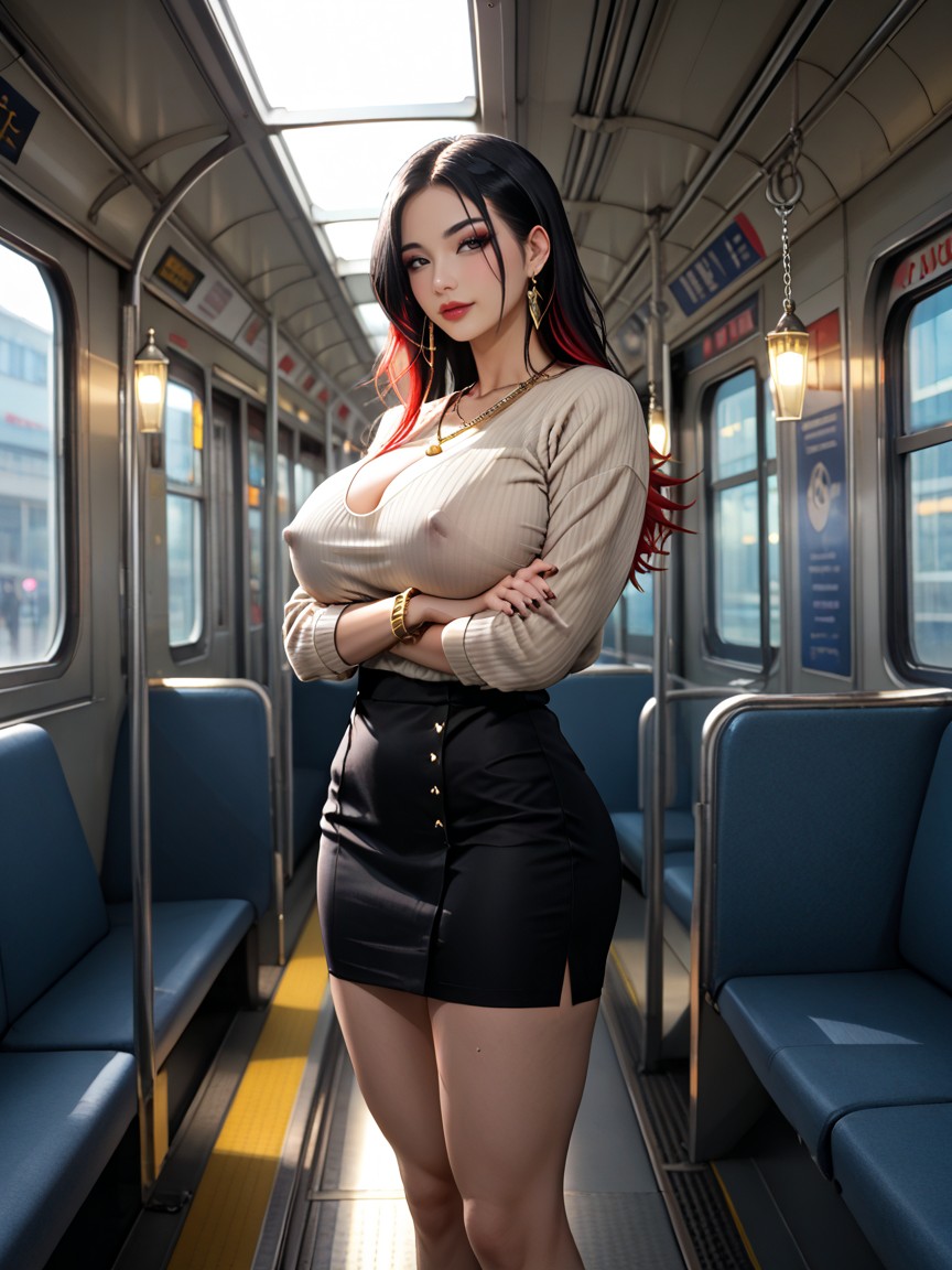 Korean, Long Hourglass Figure, Stunning Korean Female AI Porn