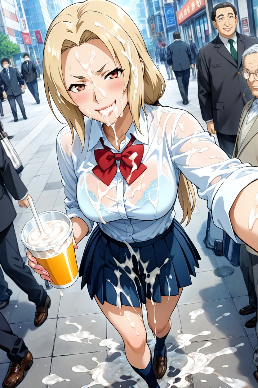 Full Body, Cum Everywhere, Expresión Arrogante Hentai IA