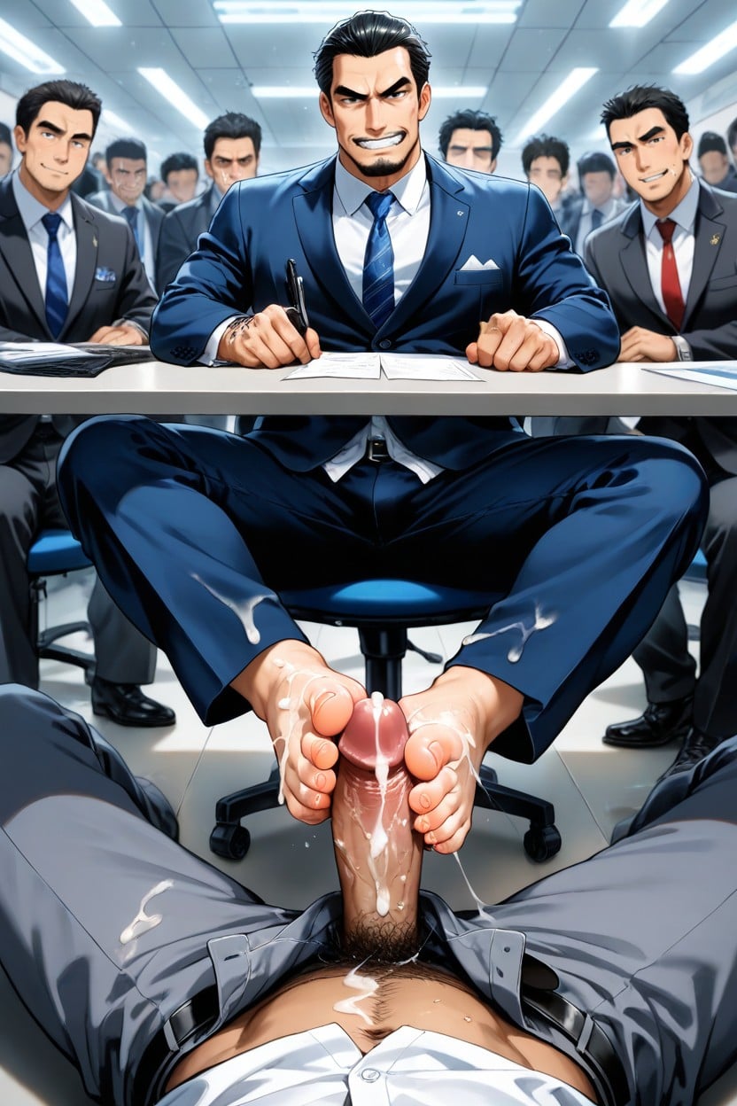 Footjob, Office Shirt, 18+ AI Gay Porn