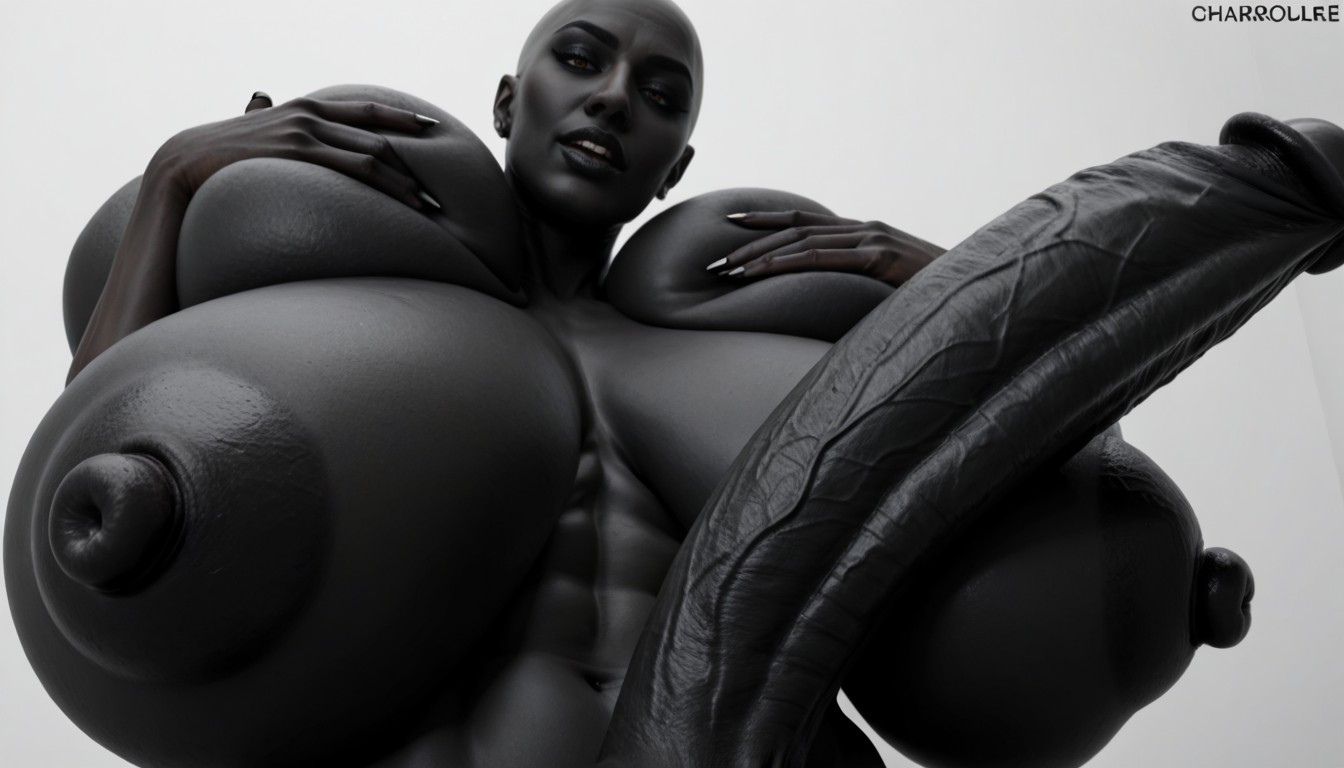 White Oversized Hyper Cock, Render, White Background AI Porn