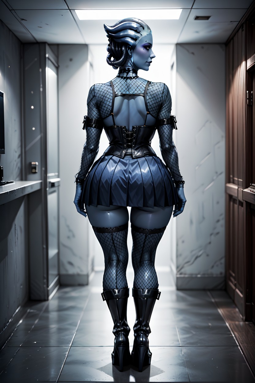 Blue Skin, Smirk, Bedroom AI Porn
