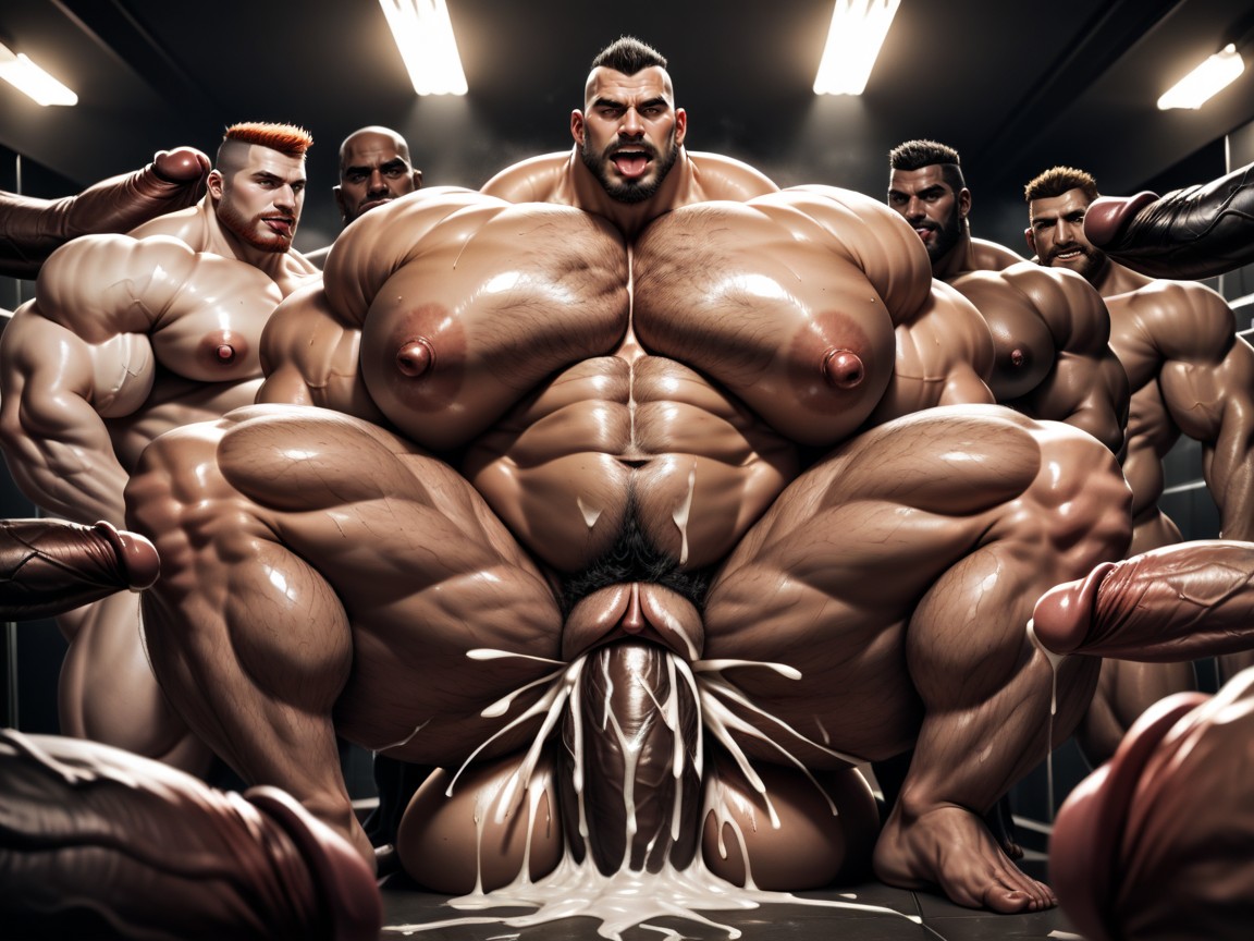 Mucha Gente Alrededor, Sucking Each Other's Boobs And Eating Each Other's Ass And Pussy, Hyper Bulky Porno gay IA