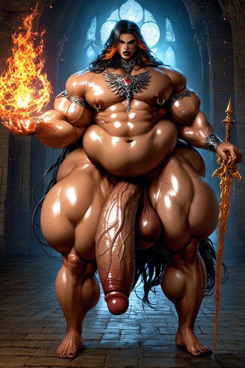 Fantasy Robes, Cock Longer Than Leg, Masculine Chest AI Gay Porn
