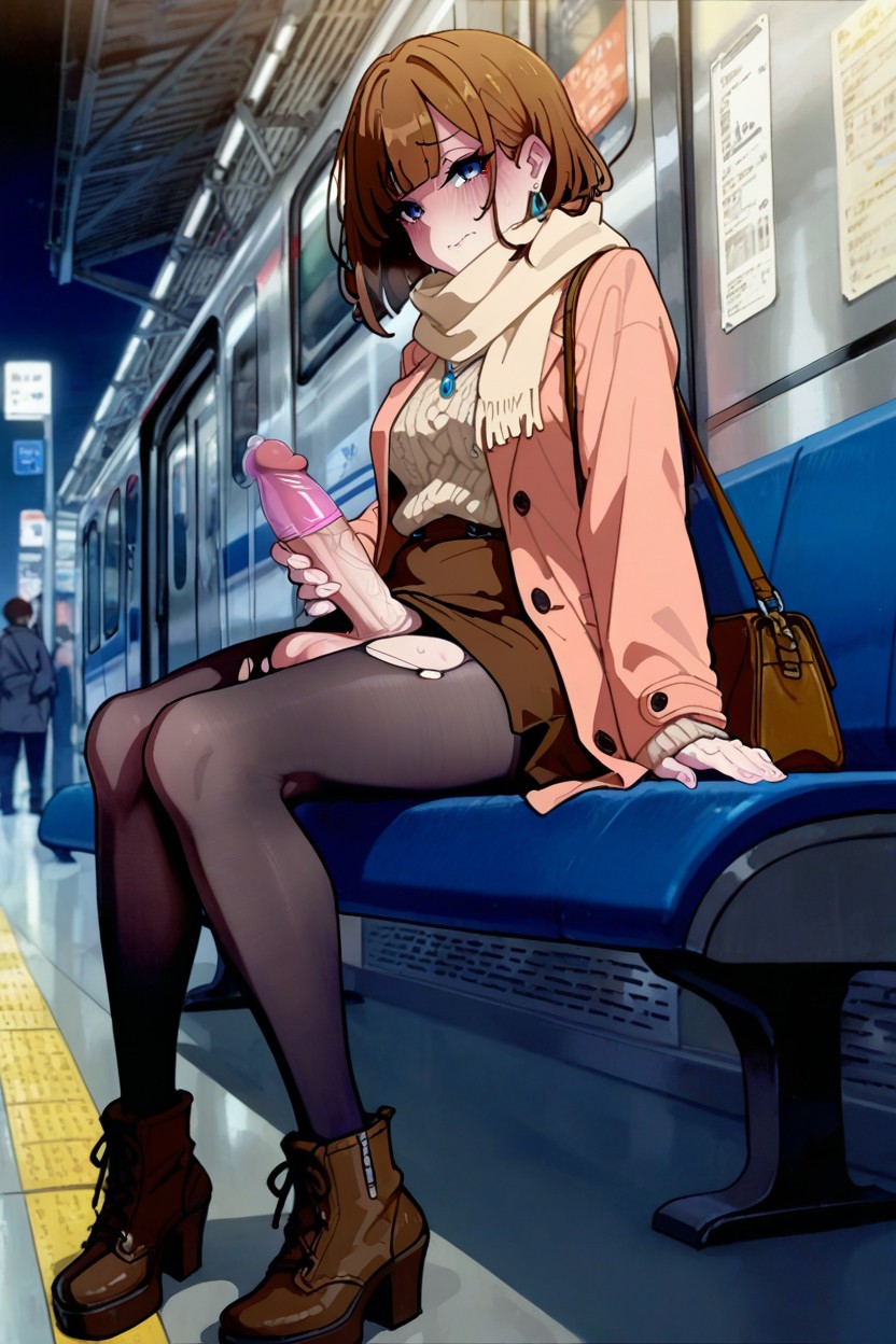 Nighttime, Looking At Viewer, Outdoors Hentai AI Porn