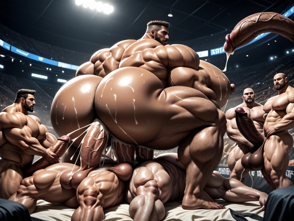 Massive Gangbang, Oiled Skin, Many People Around Pornografia gay com IA
