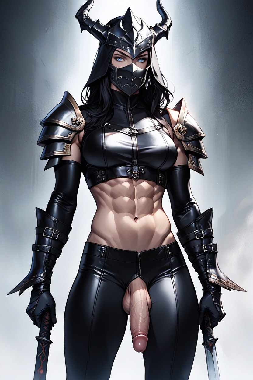 Skinny, Tight-fitting Black And White Clothing, Ultra-detailed Shemale AI Porn