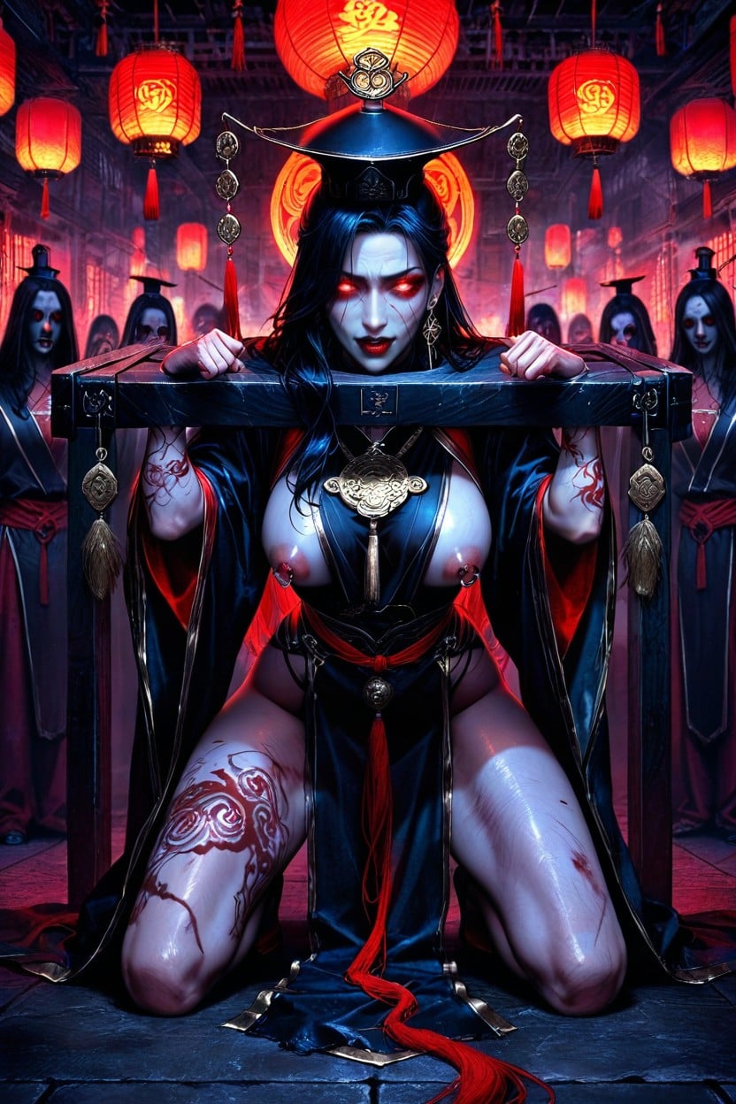 Red Eyes, Red Lanterns, Eerie Atmosphere Hentai AI Porn