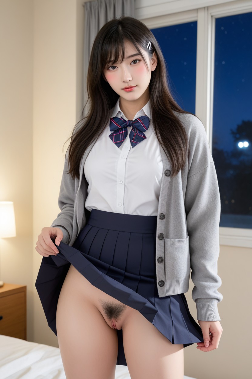 Hair Clip, Small Breasts, Night Asian AI Porn