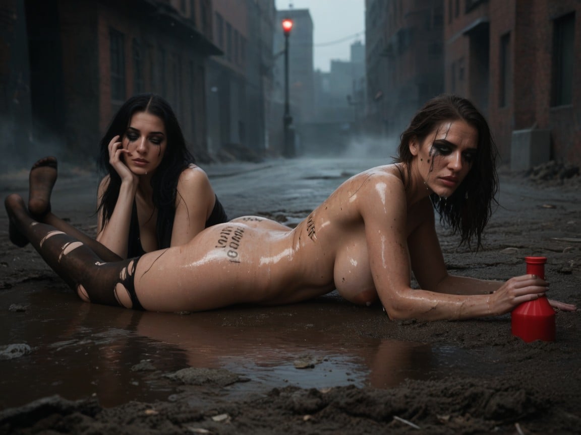 Horror The Woman Is With Mud And Fat Slightly Belly, Cul Moyen, Pinceau Porno IA