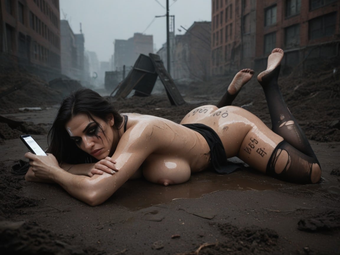 Trägerkleid, Covered With Dirt Skulls On Breasts And Thighs, Alle Vieren KI Porno
