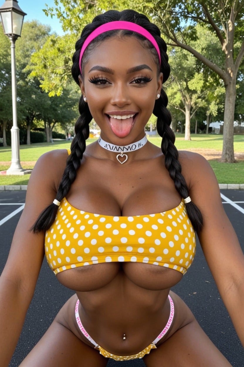 Colorful Bracelets, Slutty Booty Thong, Red Lipstick 에보니 AI 야짤