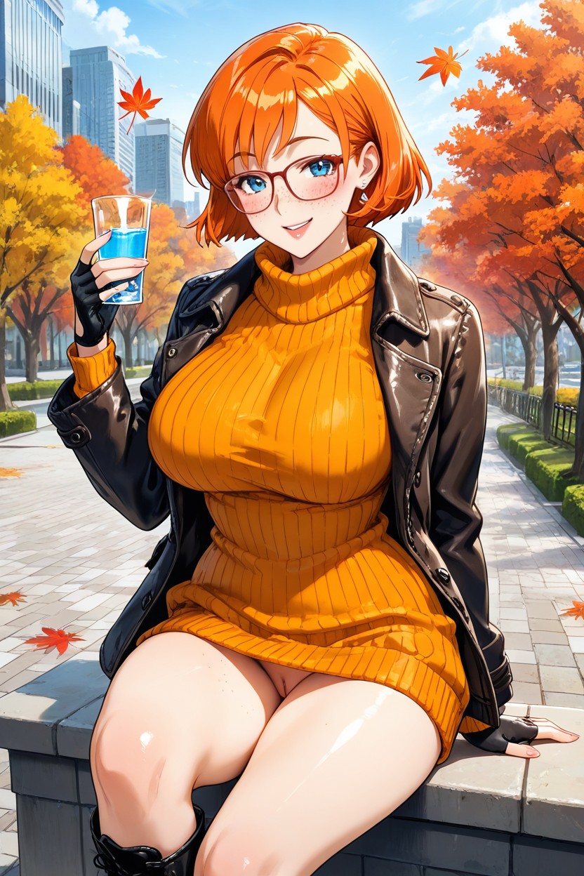 Skinny, Redhead, Bangs Hentai AI Porn