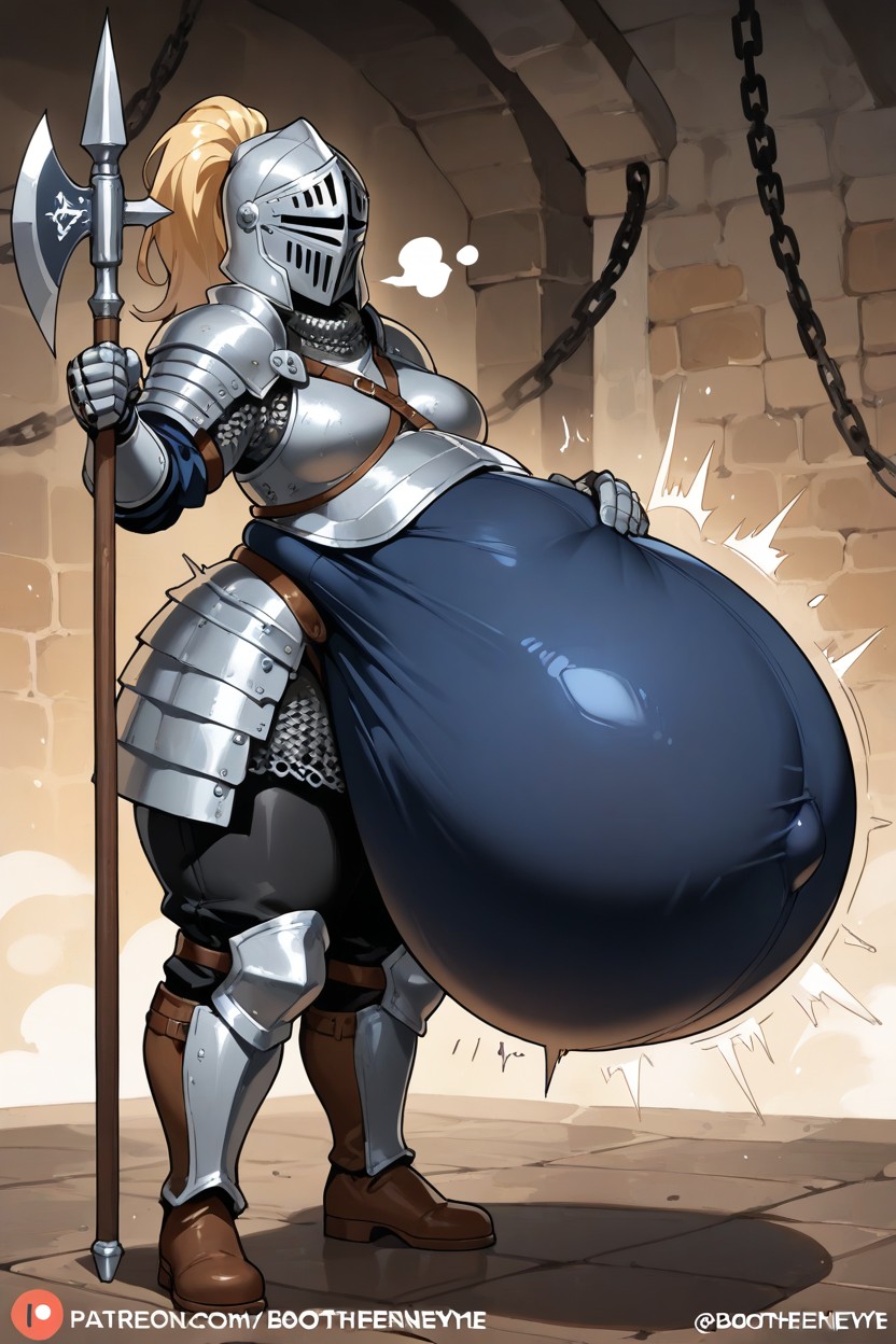 Well Protected, Stretched Armor, Unreal Round Stomach Hentai AI Porn