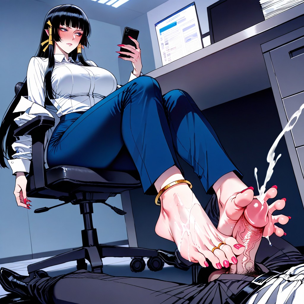 Off Shoulder White Blouse, Dexterous Toes, Foot Fetish Hentai IA