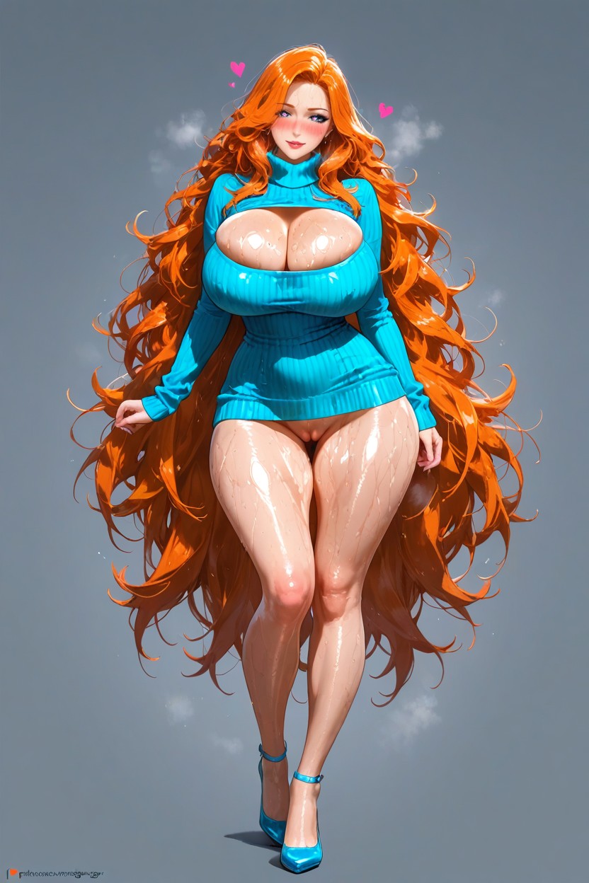 Beautiful Face, Wide Thigh Gap, Full Body AI Porn