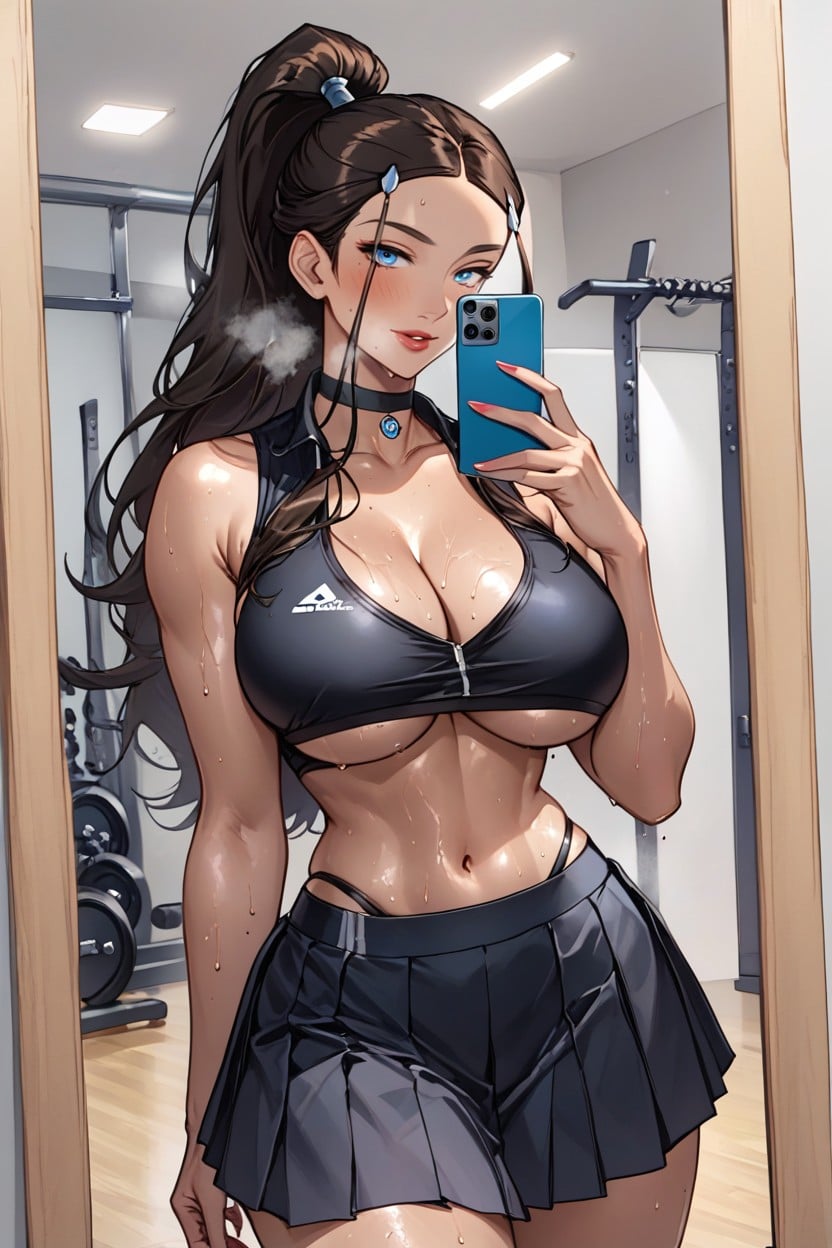 Looking At Viewer, Pleated Skirt, Massive Ass Hentai AI Porn