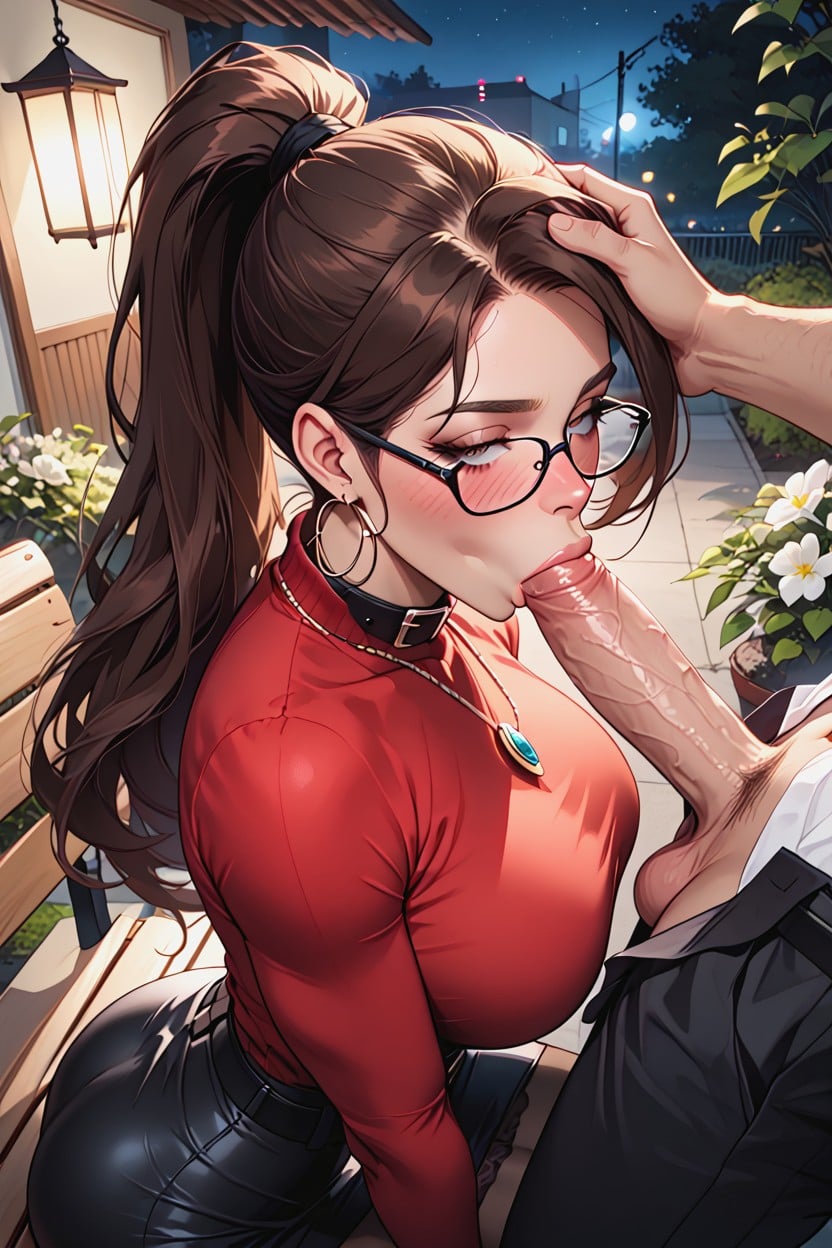18+, Trees On Background, Massive Rounded Perfect Boobs AI Porn